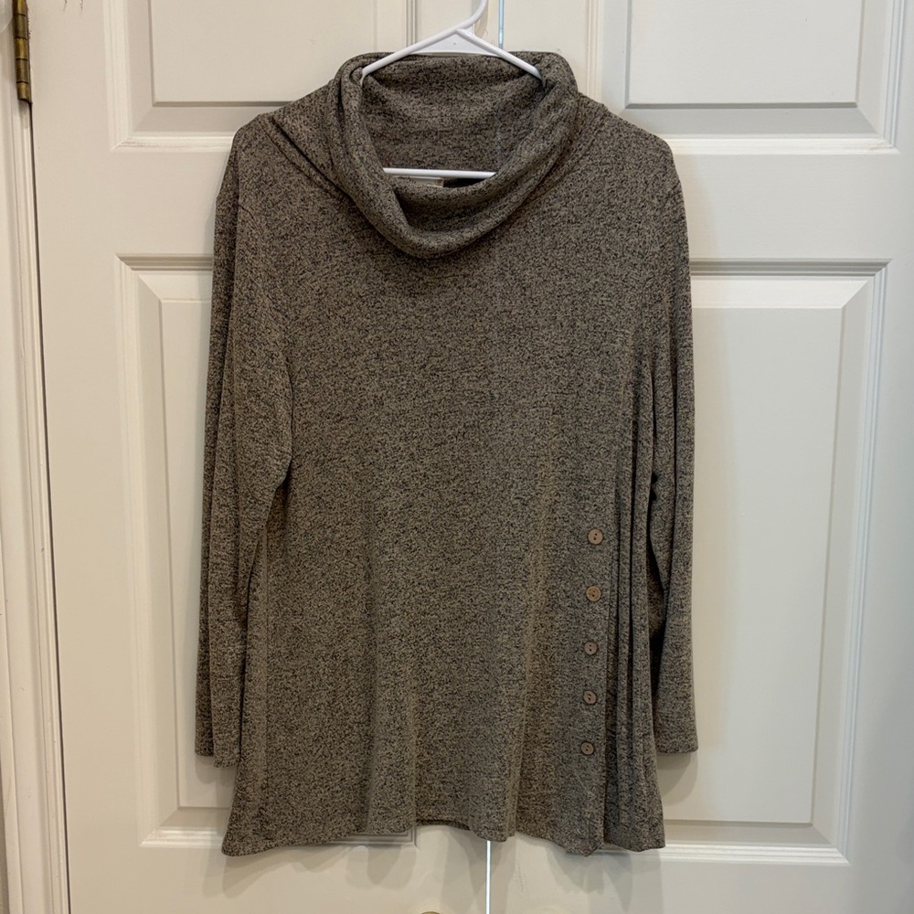 Misia Heathered Cowl Neck Sweater - Gray